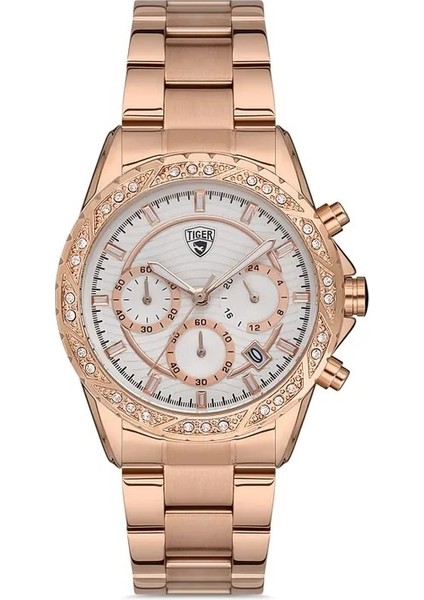 - Rose Gold Renk Fonksiyonlu Taşlı Kadın Kol Saati ( Türkiye Resmi Distribütör Garantili)