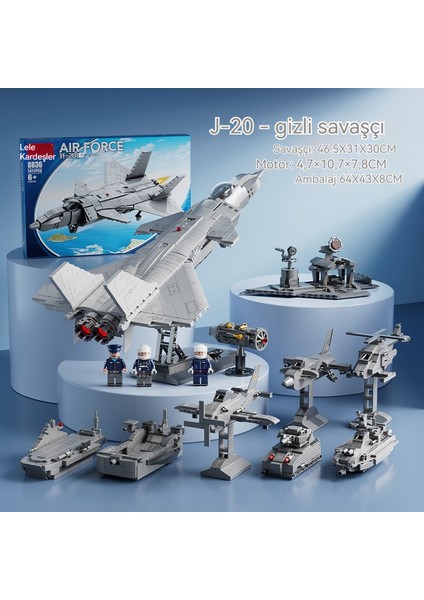Janjon Star Çocuk Uyumlu Küçük Parçacık Yapı Taşları Çocuğun Montajlı Eğitici Oyuncak Yükseltilmiş Sürüm-J-20-Stealth Savaş Uçağı 1411 Adet (Yurt Dışından)