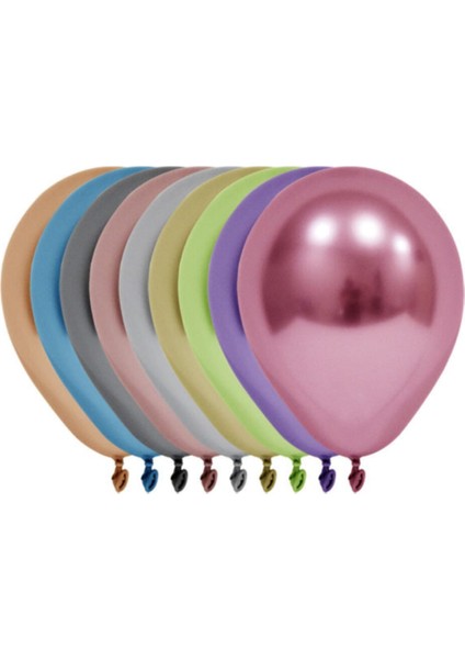 6 Inç Küçük Boy Krom Balon 10 Adet Karışık