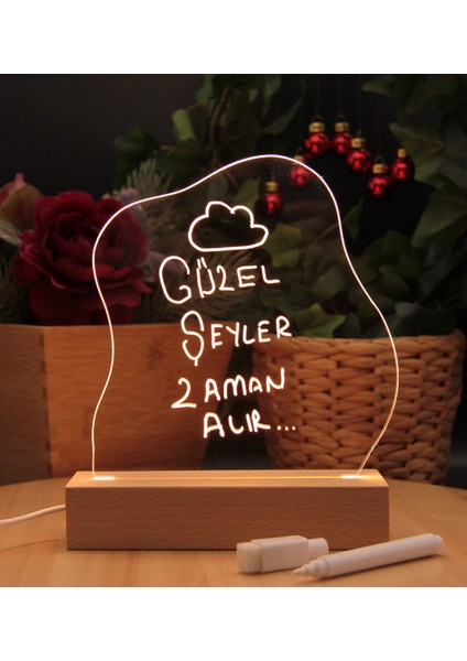 LED Işıklı Pleksi Mesaj Panosu Ahşap Tabanlı fiyatları