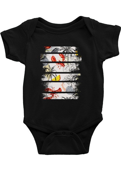 Istakoz Siyah Unisex Bebek Body - Zıbın