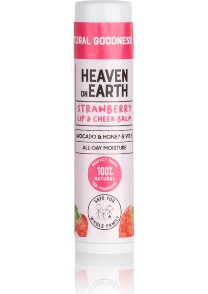 Heaven On Earth %100 Doğal Strawberry Lip & Cheek Balm Nemlendirici Besleyici Renkli ve Çilekli Dudak ve Yanak Balmı