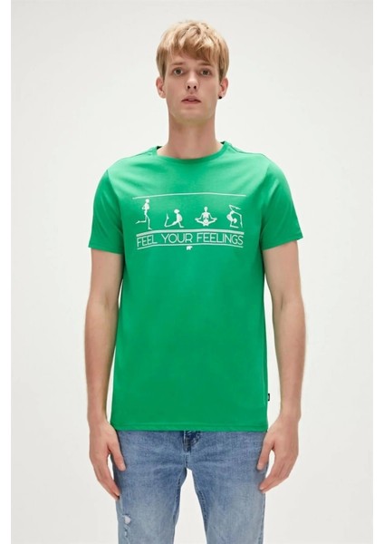Feel You 0 Yaka Erkek Tshirt - Yesil