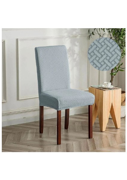 Tuğla Desen Sandalye Kılıfı Yıkanabilir Likralı Esnek Lastikli Sandalye Örtüsü ( Gri)