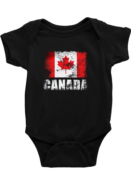 Kanada Siyah Unisex Bebek Body - Zıbın
