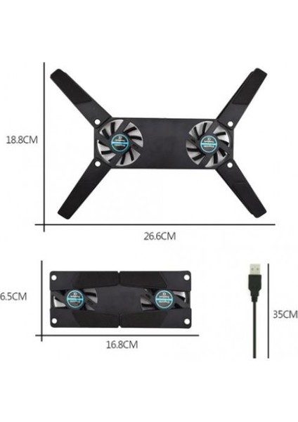 Portatif Katlanabilir Çift Fanlı Laptop Soğutucu Stand