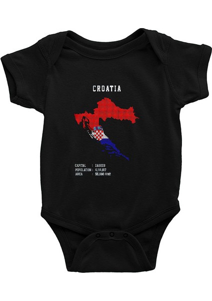Hırvatistan Siyah Unisex Bebek Body - Zıbın