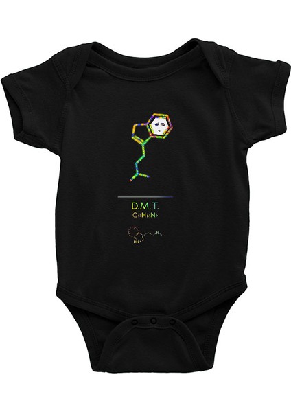 Dimetiltriptamin Molekülü Siyah Unisex Bebek Body - Zıbın