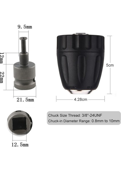 Somun Sökme Sıkma Makinesi Için 10MM Mandren ve Bits Adaptör Seti 1/2 Hex (Torklu Makinalar Için)