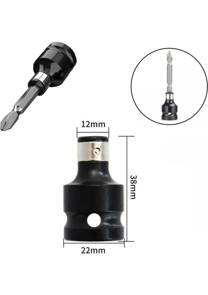 Somun Sökme Sıkma Makinesi Için 10MM Mandren ve Bits Adaptör Seti 1/2 Hex (Torklu Makinalar Için)