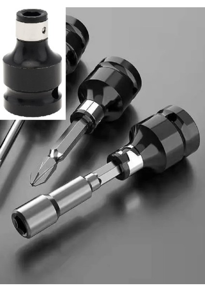 Somun Sökme Sıkma Makinesi Için 10MM Mandren ve Bits Adaptör Seti 1/2 Hex (Torklu Makinalar Için)