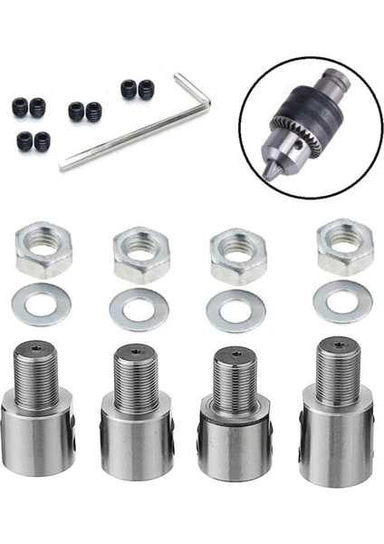 Mandren Motor Için Bağlantı Şaftı Somunlu Kaplin Adaptör Mandren 5MM-6MM-8MM-10MM Mil Uyumlu 4lü