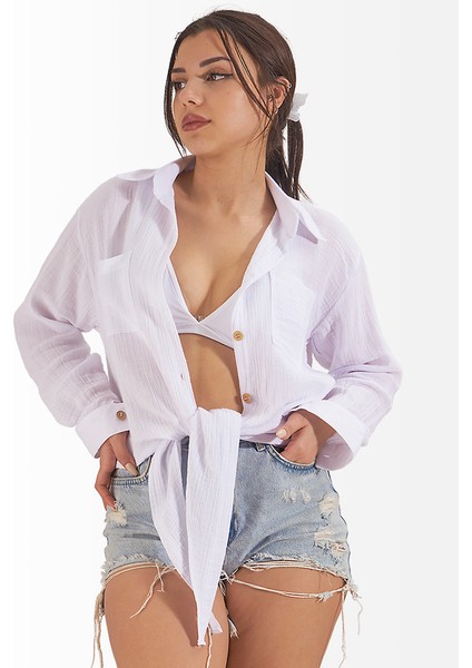 Müslin Gömlek Bağlamalı Helen Model Beyaz modelleri