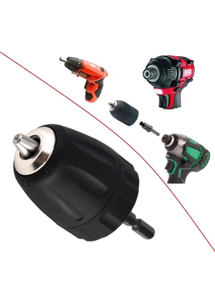 Şarjlı Vidama Matkap Için 1/4 Hex Adaptörlü Mandren 10MM 3/8 mm Otomatik Anahtarsız Süpra Mandren