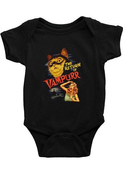 Vampir Kedi Siyah Unisex Bebek Body - Zıbın