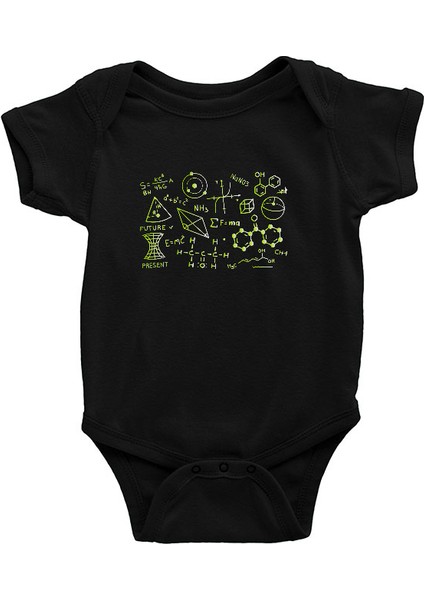 Kimya Atomlar Siyah Unisex Bebek Body - Zıbın
