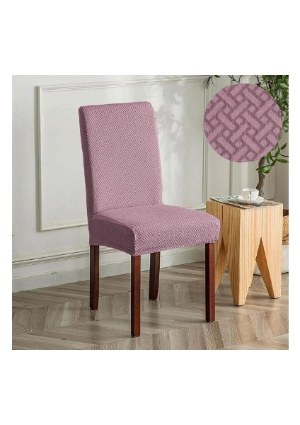 Tuğla Desen Sandalye Kılıfı Yıkanabilir Likralı Esnek Lastikli Sandalye Örtü (Pembe)