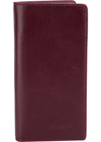 Hakiki Deri Unisex Portföy Cüzdanı Bordo BC158-06