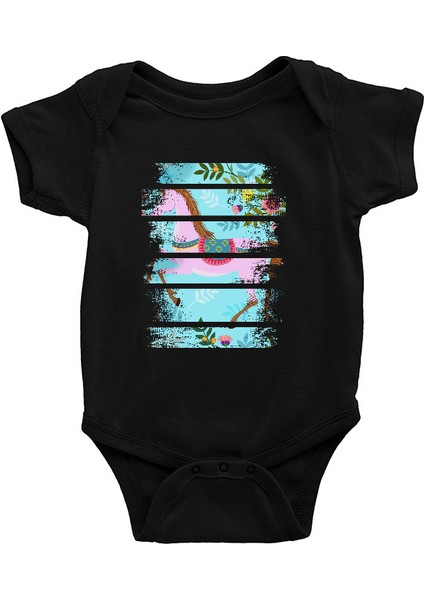 Lila At Siyah Unisex Bebek Body - Zıbın