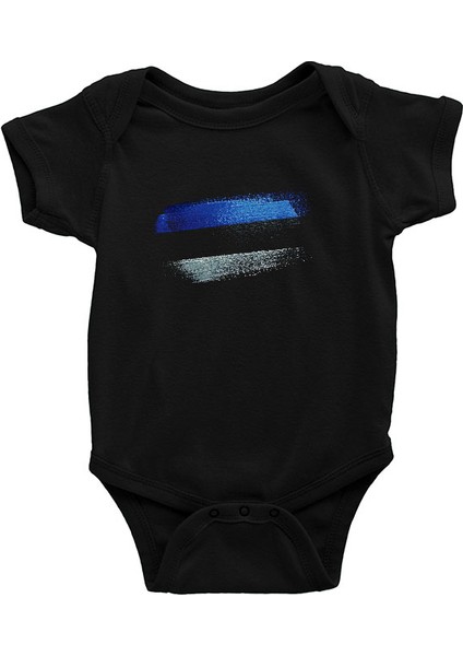 Estonya - Estonia Siyah Unisex Bebek Body - Zıbın