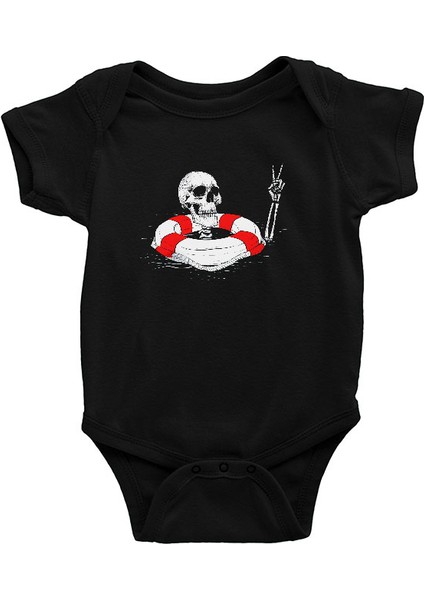 Cankurtaran Kurukafa Siyah Unisex Bebek Body - Zıbın