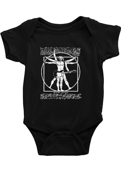 Gitarist Siyah Unisex Bebek Body - Zıbın