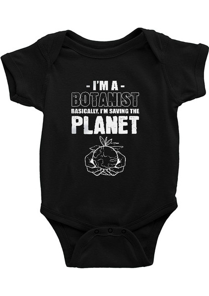 Botanikçi Siyah Unisex Bebek Body - Zıbın