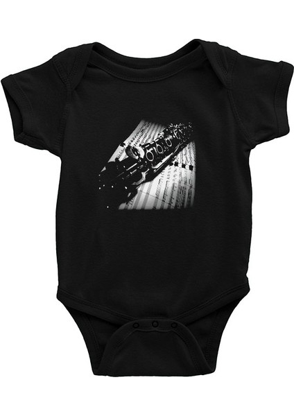 Klarnetçi Siyah Unisex Bebek Body - Zıbın