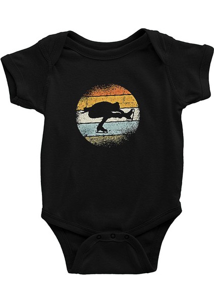Buz Pateni Siyah Unisex Bebek Body - Zıbın