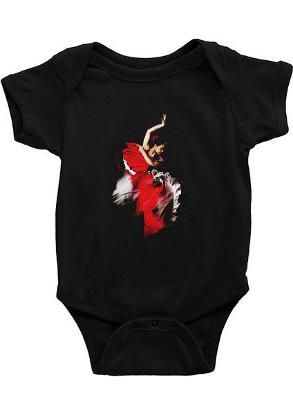 Flamenko Siyah Unisex Bebek Body - Zıbın