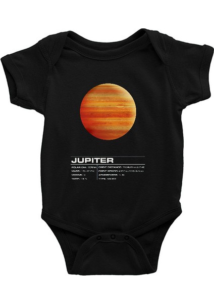Jüpiter Siyah Unisex Bebek Body - Zıbın