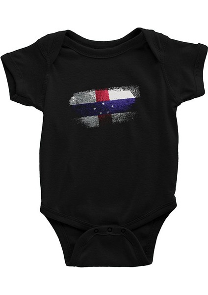 Hollanda Antilleri - Netherlands Antilles Siyah Unisex Bebek Body - Zıbın