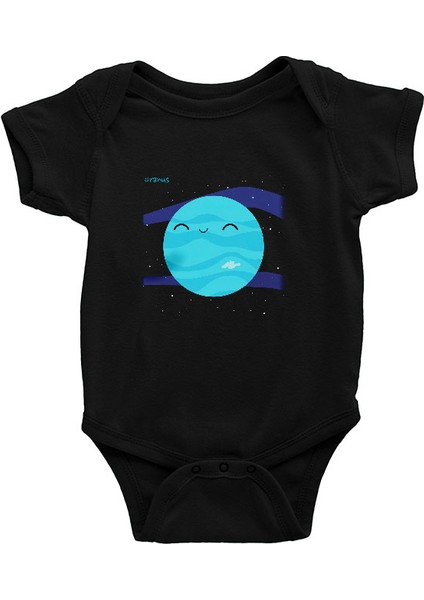 Uranüs Siyah Unisex Bebek Body - Zıbın
