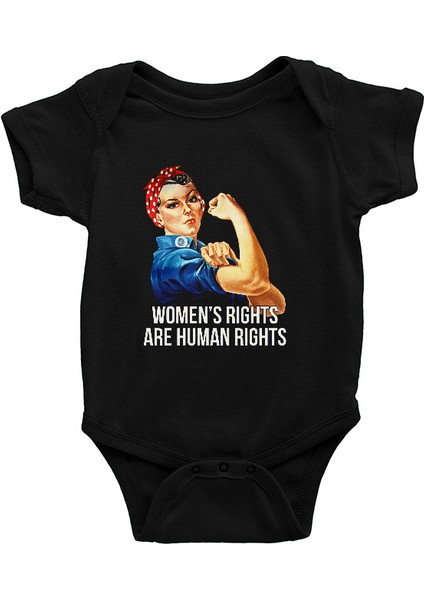 Kadınlar Günü Siyah Unisex Bebek Body - Zıbın