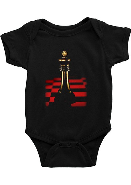 Satranç Siyah Unisex Bebek Body - Zıbın