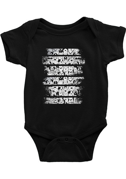 Köpekler Hayvanlar Alemi Siyah Unisex Bebek Body - Zıbın