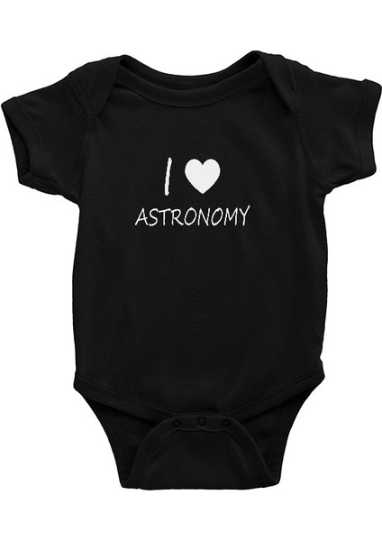 Astronomi Sevenler Siyah Unisex Bebek Body - Zıbın