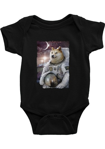 Astronot Husky Siyah Unisex Bebek Body - Zıbın