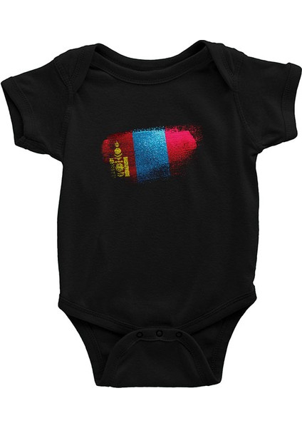 Moğolistan - Mongolia Siyah Unisex Bebek Body - Zıbın