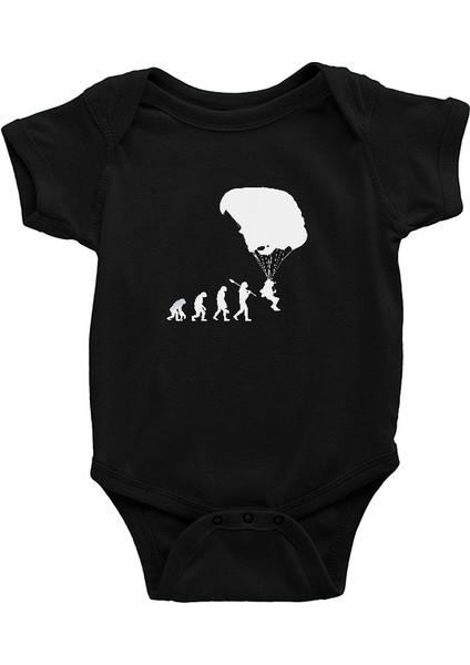 Yamaç Paraşütü - Paragliding Siyah Unisex Bebek Body - Zıbın