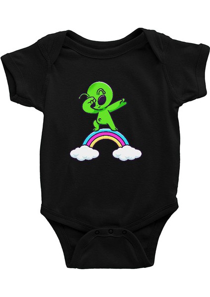 Dabbing Alien Siyah Unisex Bebek Body - Zıbın