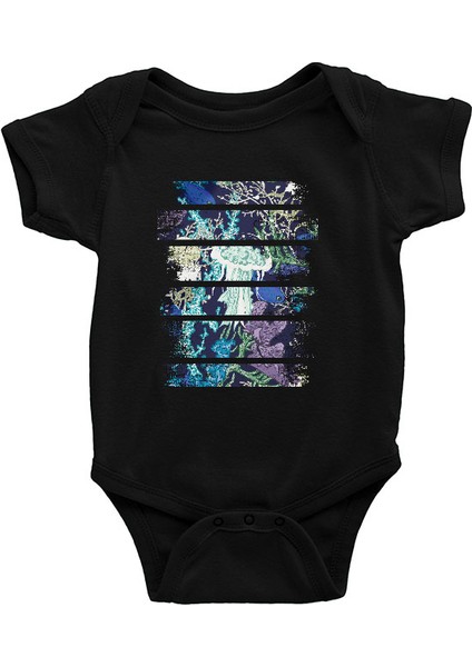 Su Yosunları Deniz Yosunu Alg Yosun Siyah Unisex Bebek Body - Zıbın