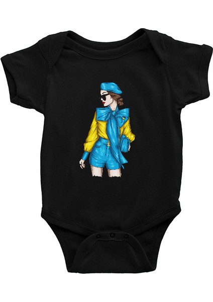 Ukraynalı Kız Fashion Siyah Unisex Bebek Body - Zıbın