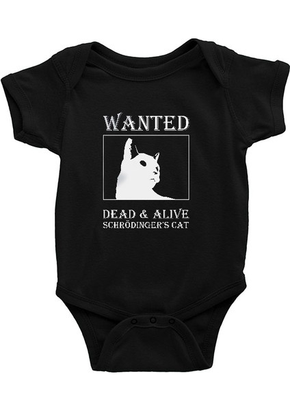 Schrödinger'in Kedisi Aranıyor Siyah Unisex Bebek Body - Zıbın