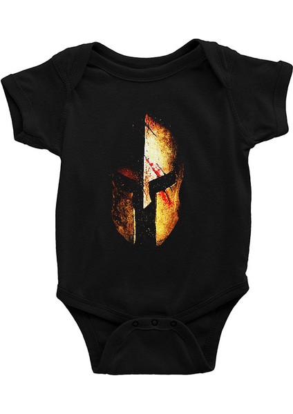 Spartalı Siyah Unisex Bebek Body - Zıbın