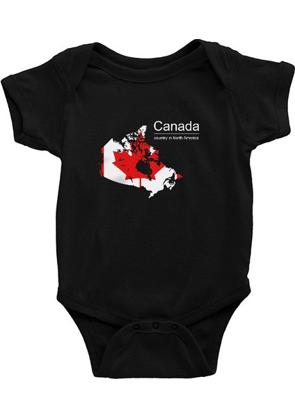 Kanada Siyah Unisex Bebek Body - Zıbın