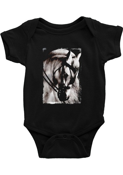 At Siyah Unisex Bebek Body - Zıbın