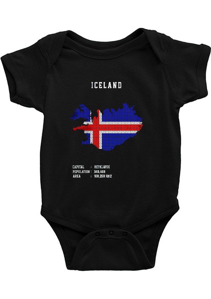 Izlanda Siyah Unisex Bebek Body - Zıbın