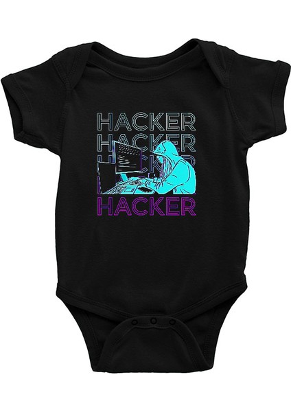 Hacker Siyah Unisex Bebek Body - Zıbın