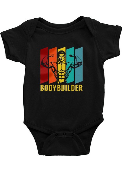 Body Builder Siyah Unisex Bebek Body - Zıbın